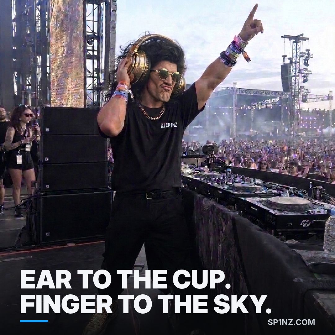 Rick Spinane meme: Ear to the cup. Finger to the sky.